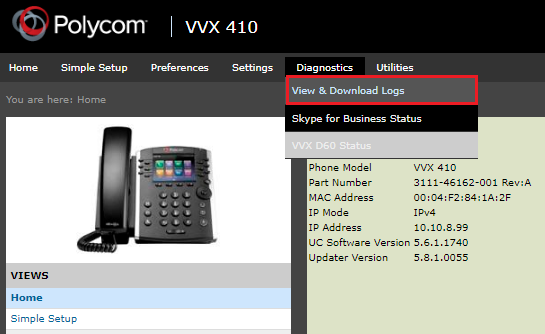 Help Center - Export Logs on Poly Phone